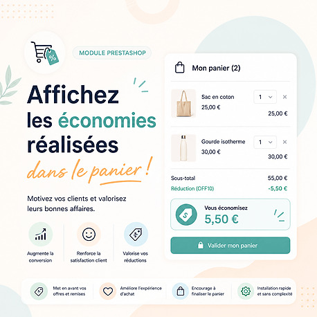 Affichez les économies réalisées dans le panier PrestaShop