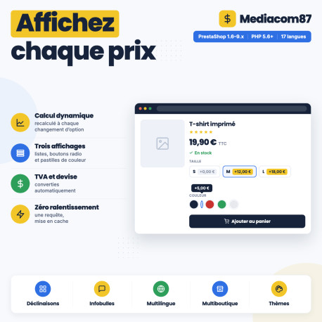 Afficher le prix de vos attributs sur vos produits PrestaShop