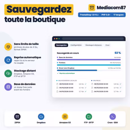 Sauvegarde complète de la boutique